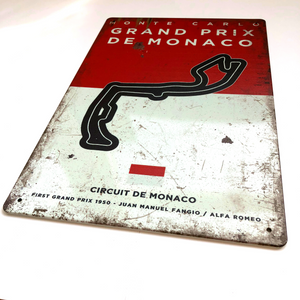 Monaco Circuit F1 Vintage Metal Sign, Grand Prix Retro Wall Decoration for Formula 1 Fans